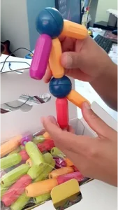 Brastoy Blocos de Bastões Magnéticos – Brinquedo Educativo Infantil com 128 Peças photo review